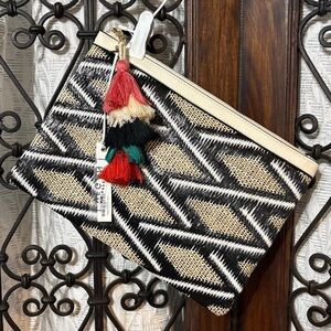 Stylish Black and Tan Geometric Clutch